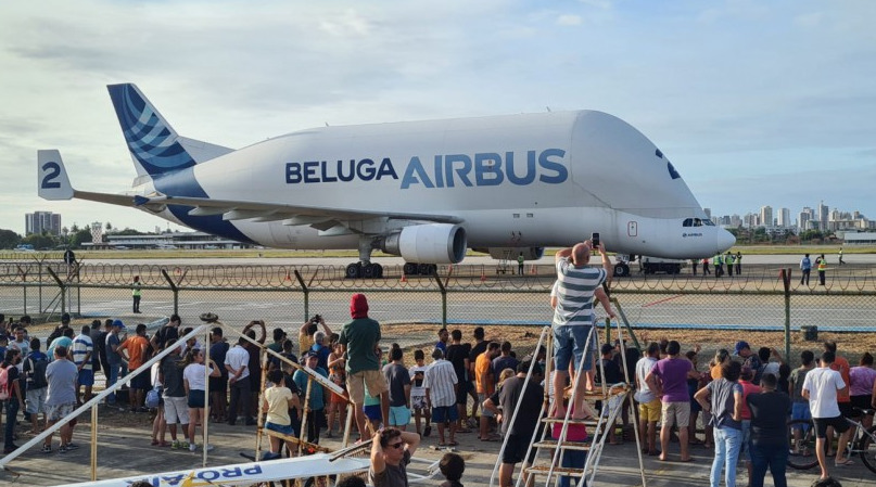  Avião ‘baleia’ Beluga chega ao Brasil em primeira viagem da aeronave ao país